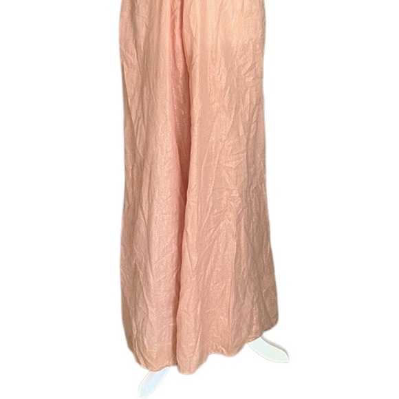 Urban Outfitters Winona Peach Metallic Gold Striped Halter Wide Leg Jumpsuit - L - Picture 8 of 16
